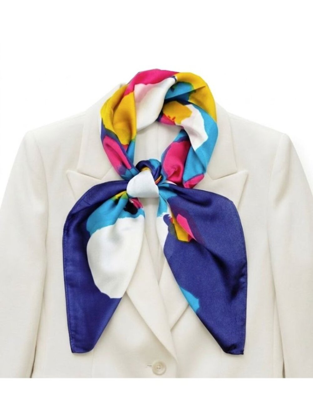 ✨Luxury Elegant Bandana Square Scarf Silky Satin Bright Blue Bold Colorful Hijab